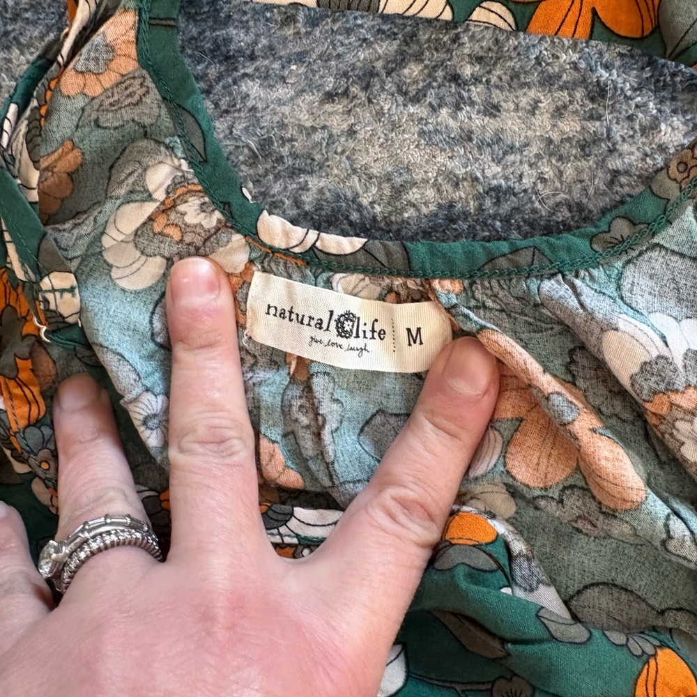 NATURAL LIFE Floral dress in Green and Orange, Medium, nwot - Picture 4 of 5